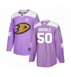 Mens Adidas Anaheim Ducks 50 Benoit Olivier Groulx Authentic Purple Fights Cancer Practice NHL Jersey 