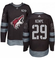 Mens Adidas Arizona Coyotes 29 Mario Kempe Premier Black 1917 2017 100th Anniversary NHL Jersey 