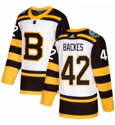 Mens Adidas Boston Bruins 42 David Backes Authentic White 2019 Winter Classic NHL Jersey 