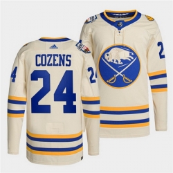 Men Buffalo Sabres 24 Dylan Cozens 2022 Cream Heritage Classic Stitched jersey