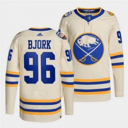 Men Buffalo Sabres 96 Anders Bjork 2022 Cream Heritage Classic Cream Stitched jersey