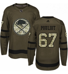 Mens Adidas Buffalo Sabres 67 Benoit Pouliot Authentic Green Salute to Service NHL Jersey 