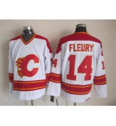 NHL Calgary Flames #14 Theoren Fleury White CCM Throwback Jerseys