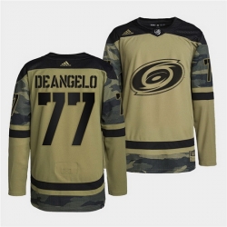 Men Carolina Hurricanes 77 Tony DeAngelo 2022 Camo Military Appreciation Night Stitched jersey