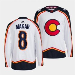 Men Colorado Avalanche 8 Cale Makar 2022 23 White Reverse Retro Stitched Jersey