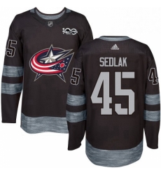 Mens Adidas Columbus Blue Jackets 45 Lukas Sedlak Authentic Black 1917 2017 100th Anniversary NHL Jersey 