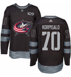 Mens Adidas Columbus Blue Jackets 70 Joonas Korpisalo Premier Black 1917 2017 100th Anniversary NHL Jersey 