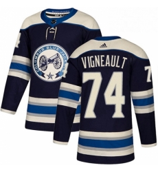 Mens Adidas Columbus Blue Jackets 74 Sam Vigneault Authentic Navy Blue Alternate NHL Jersey 