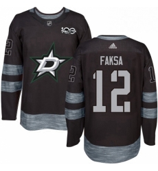 Mens Adidas Dallas Stars 12 Radek Faksa Premier Black 1917 2017 100th Anniversary NHL Jersey 