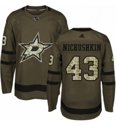 Mens Adidas Dallas Stars 43 Valeri Nichushkin Authentic Green Salute to Service NHL Jersey 