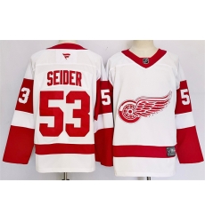 Men Detroit Red Wings 53 Moritz Seider White 2024 25 Stitched Jersey