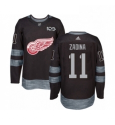 Mens Adidas Detroit Red Wings 11 Filip Zadina Authentic Black 1917 2017 100th Anniversary NHL Jersey 