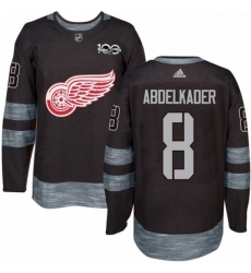 Mens Adidas Detroit Red Wings 8 Justin Abdelkader Authentic Black 1917 2017 100th Anniversary NHL Jersey 