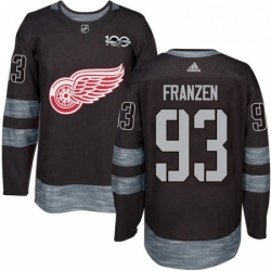 Mens Adidas Detroit Red Wings 93 Johan Franzen Premier Black 1917 2017 100th Anniversary NHL Jersey 