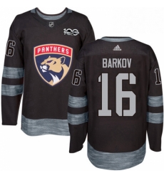 Mens Adidas Florida Panthers 16 Aleksander Barkov Authentic Black 1917 2017 100th Anniversary NHL Jersey 