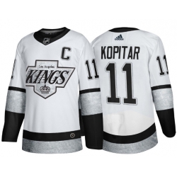 Men Los Angeles Kings 11 Anze Kopitar White Throwback Stitched Jersey