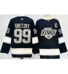 Men Los Angeles Kings 99 Wayne Gretzky Black 2024 25 Home With C Patch Stitched Hockey Jersey