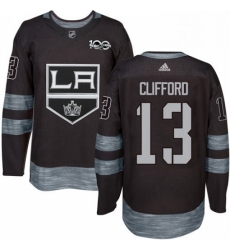 Mens Adidas Los Angeles Kings 13 Kyle Clifford Authentic Black 1917 2017 100th Anniversary NHL Jersey 