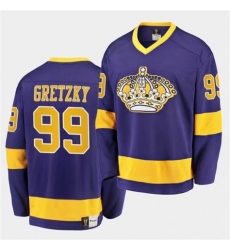 Wayne Gretzky #99 Los Angeles Kings Vintage Purple Premier Retired Jersey