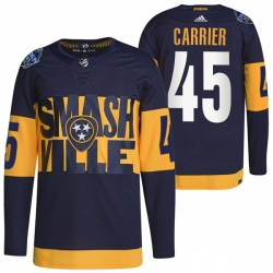 Men Nashville Predators 45 Alexandre Carrier 2022 Navy Stadium Series Breakaway Player Stitched Jersey