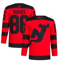 Men New Jersey Devils 86 Jack Hughes Red 2023 2024 Stadium Series Stitched Jersey