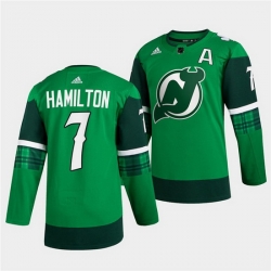 Men New jerseyy Devils 7 Dougie Hamilton Green Warm Up St Patricks Day Stitched jersey