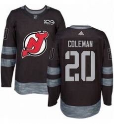 Mens Adidas New Jersey Devils 20 Blake Coleman Authentic Black 1917 2017 100th Anniversary NHL Jersey 