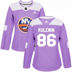 Womens Adidas New York Islanders 86 Nikolay Kulemin Authentic Purple Fights Cancer Practice NHL Jersey 