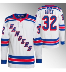 Men New York Rangers 32 Jonathan Quick White Stitched Jersey