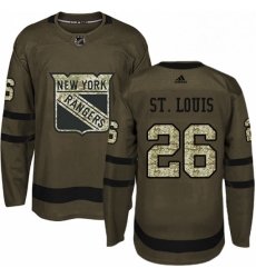 Mens Adidas New York Rangers 26 Martin St Louis Premier Green Salute to Service NHL Jersey 