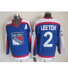 NHL New York Rangers #2 Brian Leetch CCM Throwback blue jerseys