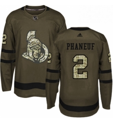 Mens Adidas Ottawa Senators 2 Dion Phaneuf Premier Green Salute to Service NHL Jersey 