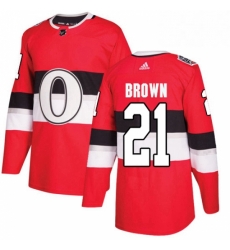 Mens Adidas Ottawa Senators 21 Logan Brown Authentic Red 2017 100 Classic NHL Jersey 