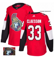 Mens Adidas Ottawa Senators 33 Fredrik Claesson Authentic Red Fashion Gold NHL Jersey 