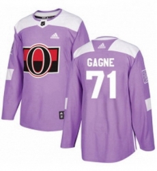 Mens Adidas Ottawa Senators 71 Gabriel Gagne Authentic Purple Fights Cancer Practice NHL Jersey 