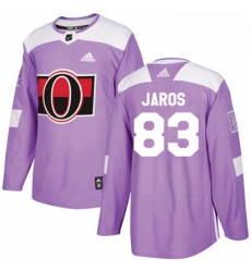 Mens Adidas Ottawa Senators 83 Christian Jaros Authentic Purple Fights Cancer Practice NHL Jersey 