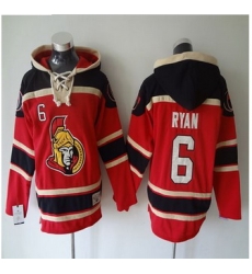 Ottawa Senators #6 Bobby Ryan Red Sawyer Hooded Sweatshirt Stitched NHL Jersey