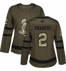 Womens Adidas Ottawa Senators 2 Dion Phaneuf Authentic Green Salute to Service NHL Jersey 