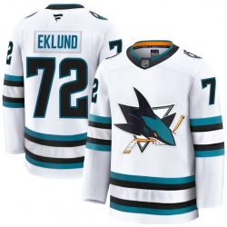 Men San Jose Sharks 72 William Eklund White Alternate Stitched Hockey Jersey