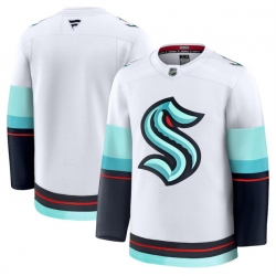 Men Seattle Kraken Blank White 2024 25 Away Stitched Hockey Jersey