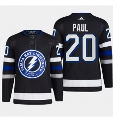 Men Tampa Bay Lightning 20 Nicholas Paul Black Alternate Premier Breakaway Stitched Jersey