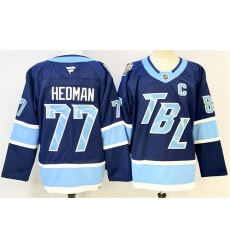 Men Tampa Bay Lightning 77 Victor Hedman Blue 2026 Stadium Series With C Patch Stitched Jersey