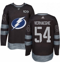 Mens Adidas Tampa Bay Lightning 54 Carter Verhaeghe Authentic Black 1917 2017 100th Anniversary NHL Jersey 