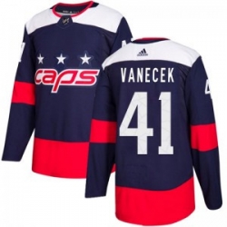 Men Washington Capitals 41 Vitek Vanecek Adidas Authentic 2018 Stadium Series Jersey   Navy Blue