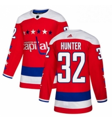 Mens Adidas Washington Capitals 32 Dale Hunter Authentic Red Alternate NHL Jersey 