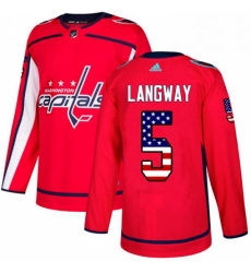 Mens Adidas Washington Capitals 5 Rod Langway Authentic Red USA Flag Fashion NHL Jersey 