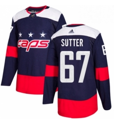 Mens Adidas Washington Capitals 67 Riley Sutter Authentic Navy Blue 2018 Stadium Series NHL Jersey 