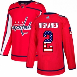 Youth Adidas Washington Capitals 2 Matt Niskanen Authentic Red USA Flag Fashion NHL Jersey 