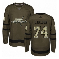 Youth Adidas Washington Capitals 74 John Carlson Authentic Green Salute to Service NHL Jersey 