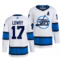 Men Winnipeg Jets 17 Adam Lowry White 2022 23 Reverse Retro Stitched Jersey